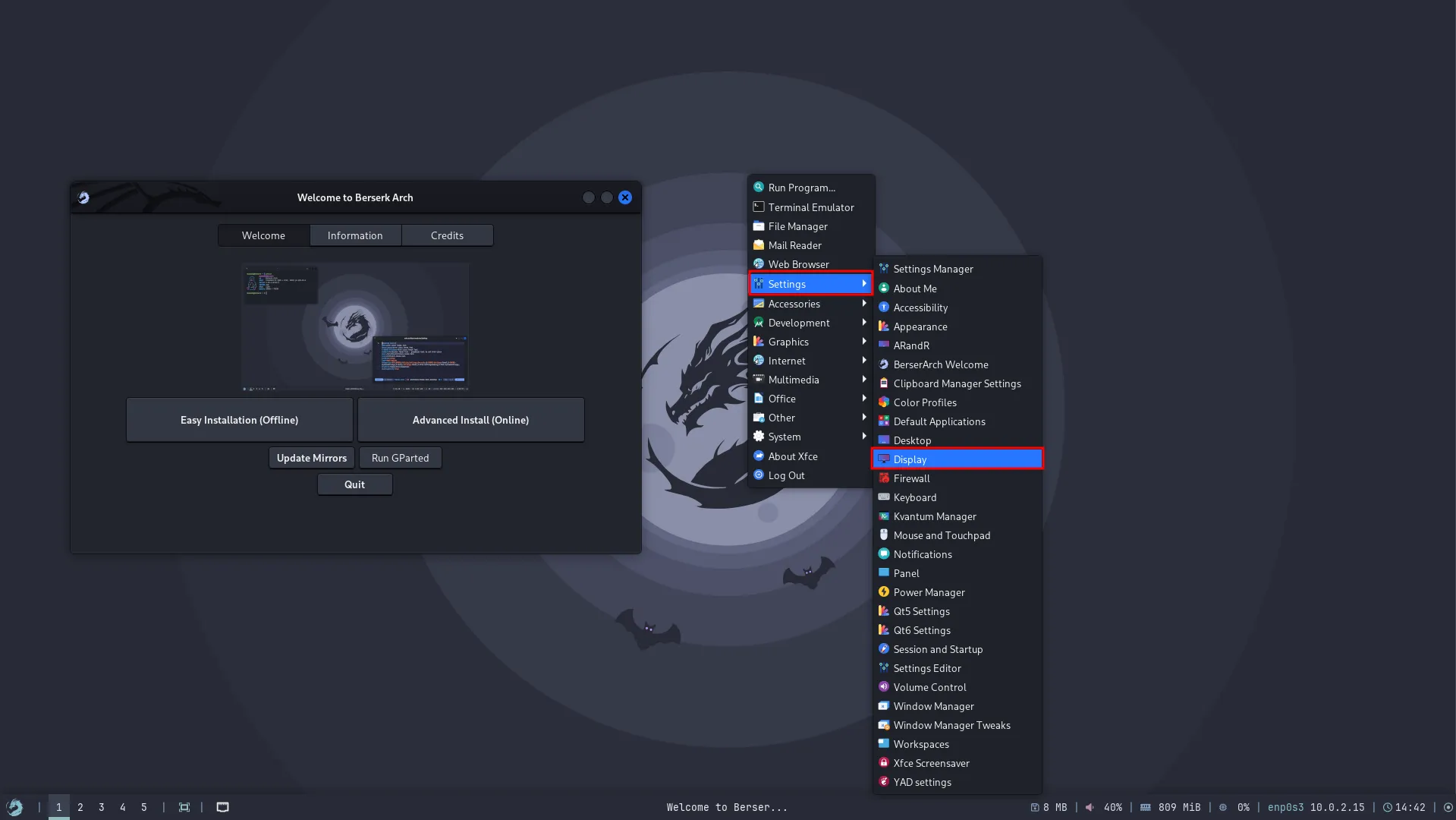 Display settings